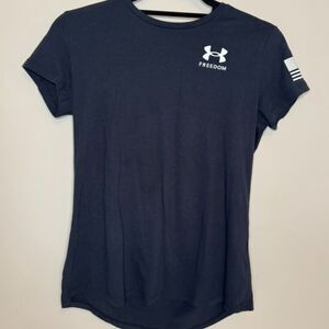 Under Armour Youth T-Shirt – Black American Flag Graphic, Size YLG